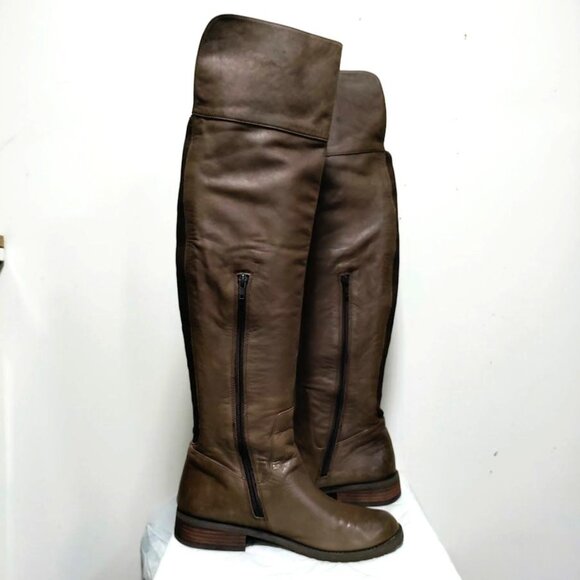 BP Genuine Leather Pull On Western Equestrian Knee High Boots Matted Brown 8.5M - Picture 2 of 16